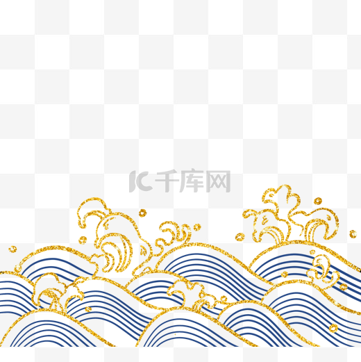 金色古典日本风格海浪纹饰图片