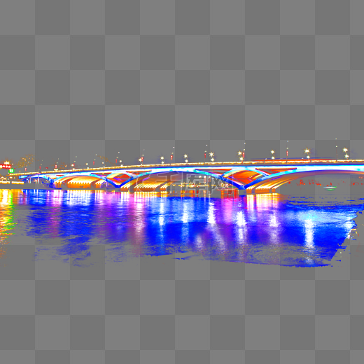 唯美桥水中倒影城市夜景图片