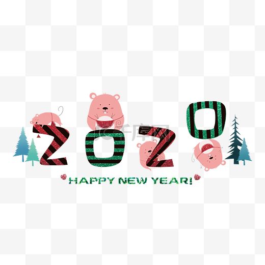 2020可爱老鼠肥鼠数字零圣诞红绿图片