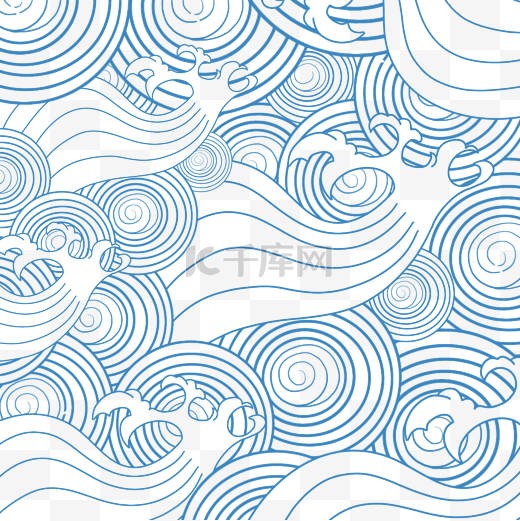 日本浮世绘底纹海浪纹理图片
