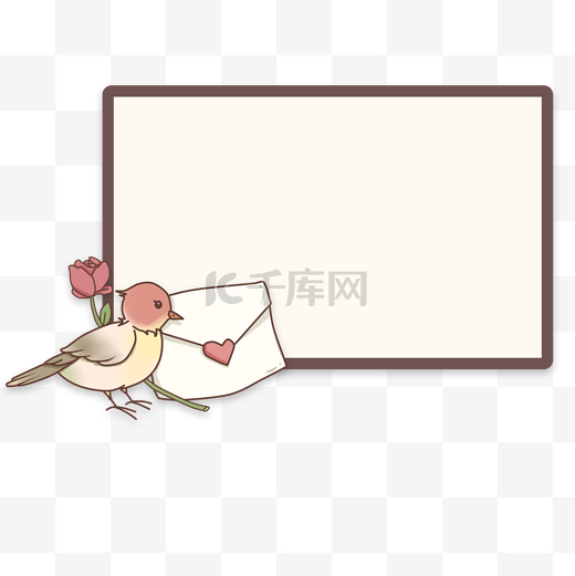 浪漫小鸟信封文本框图片