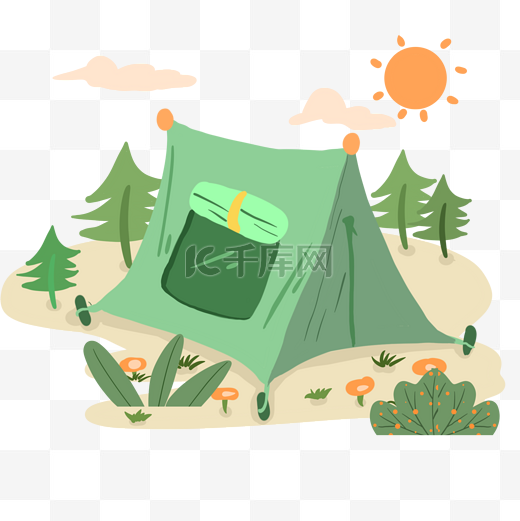 露营的绿色帐篷图片