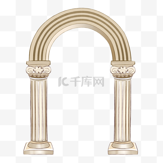 手绘欧式罗马柱拱门图片