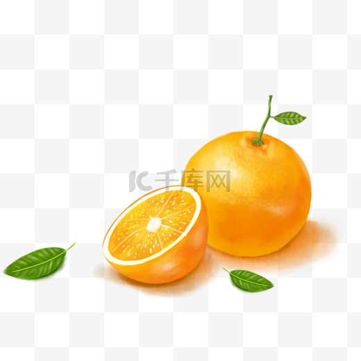 水果插画橘子手绘粉笔肌理图片