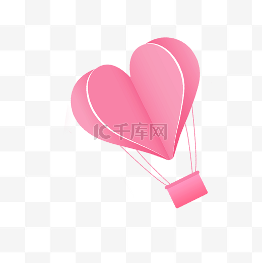粉色心形热气球图片
