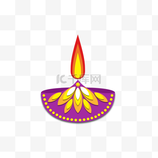 diwali排灯节剪纸风格蜡烛灯图片