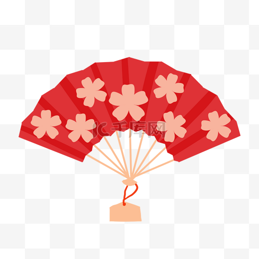 红色日式折扇图片