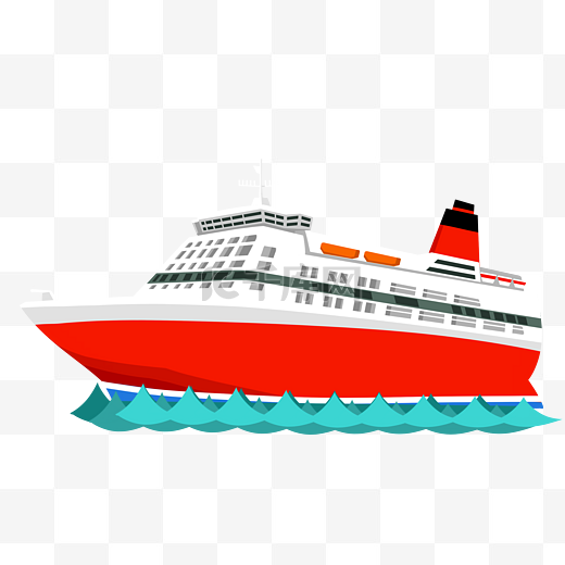 红色游轮轮船图片