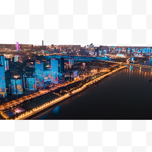 武汉城市建筑汉阳江滩航拍图片
