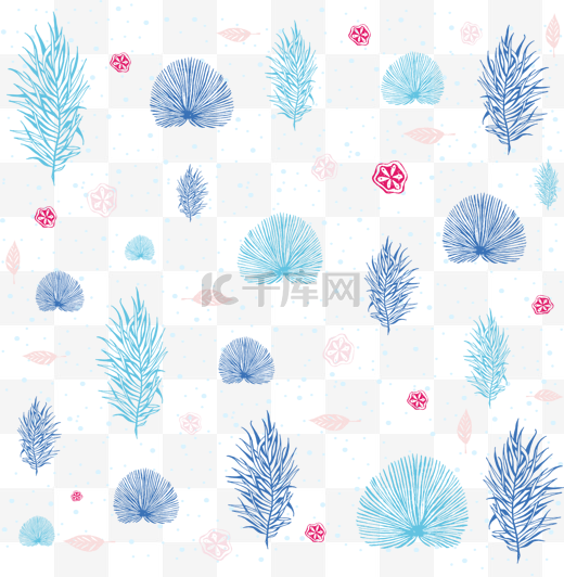 冷蓝色冬季植物底纹图片