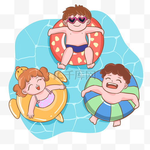 一群游泳的小孩夏天图片