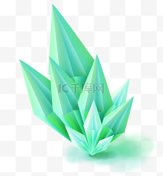 几何立体绿色冰晶图片