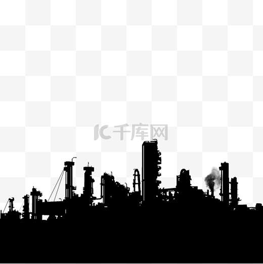 化工炼油厂剪影图片
