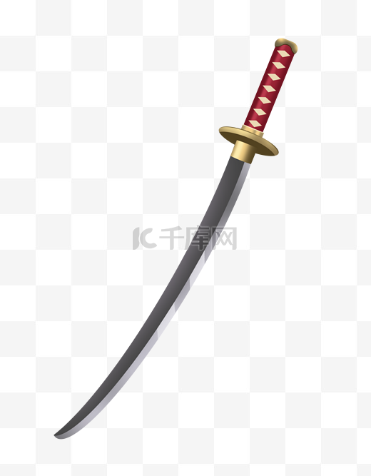 红色日本武士刀图片