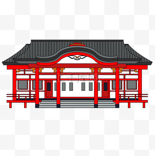 平面简约传统日本寺庙建筑图片