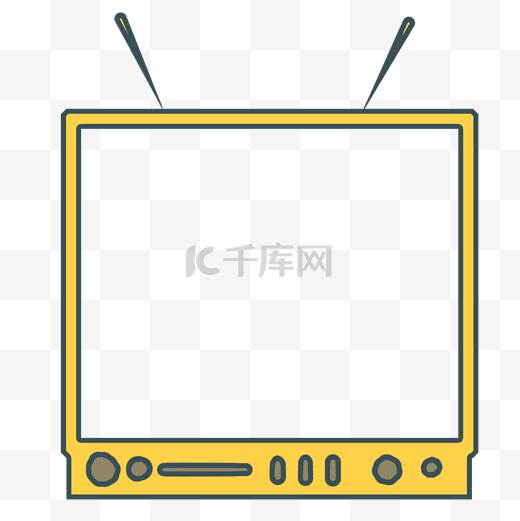 电视机形状黄色天线简单边框图片