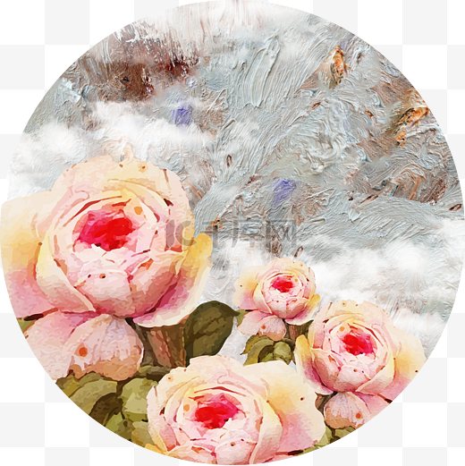 现代玫瑰粉色油画装饰画图片