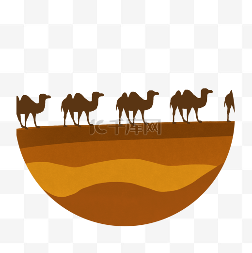 沙漠中的骆驼队图片
