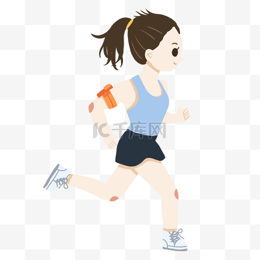 运动跑步女孩慢跑马拉松可爱女孩健康生活减肥蓝色系图片