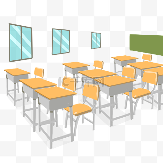 教室黑板桌椅窗户图片