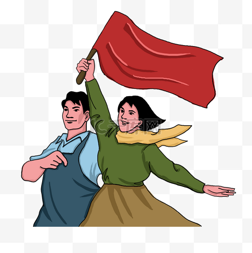 举红旗的人民群众革命图片
