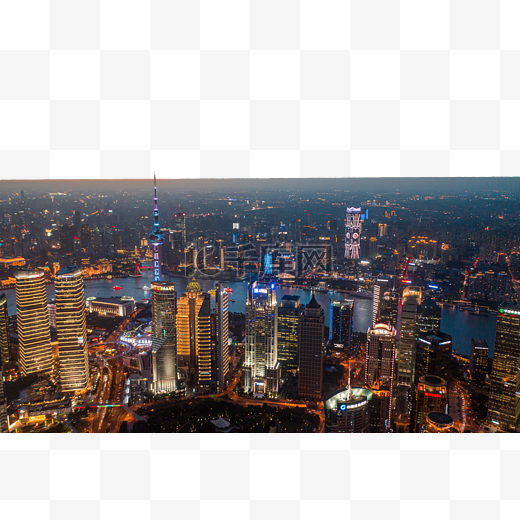 上海CBD地标夜景夕阳楼城市图片