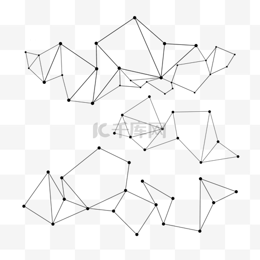 黑白几何图形线稿PNG素材图片