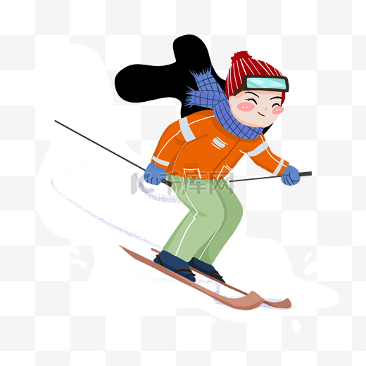 滑雪溜冰卡通女孩素材图片