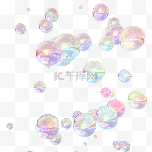 C4D渐变金属玻璃质感立体漂浮泡泡蒸汽波图片