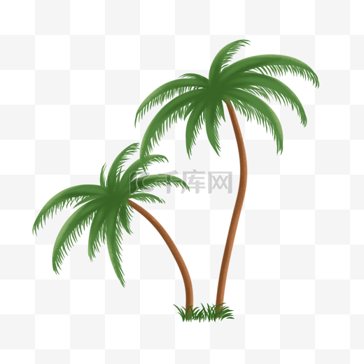 夏天海边沙滩椰子树素材图片