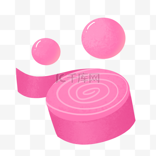 粉红色圆形六一儿童节卷状泡泡糖图片