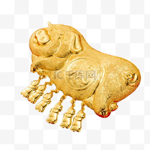 一个猪年黄金挂件素材图片