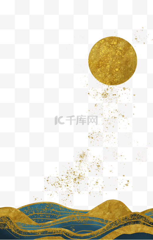 中秋鎏金金箔金边图片