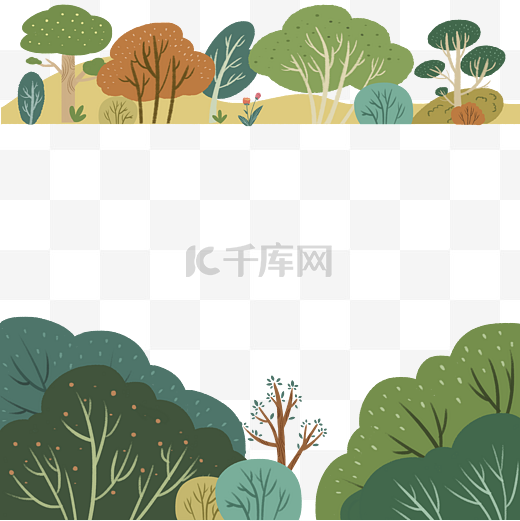 森林树林装饰边框绿色植物PNG图片