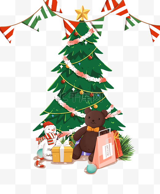 圣诞节圣诞树和树下的礼物图片
