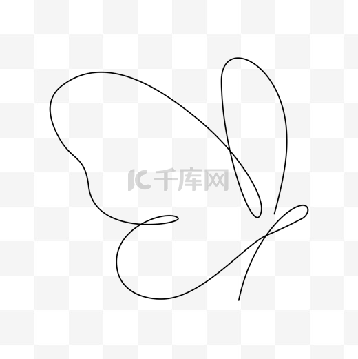 line draw 矢量简约蝴蝶连续线条画图片