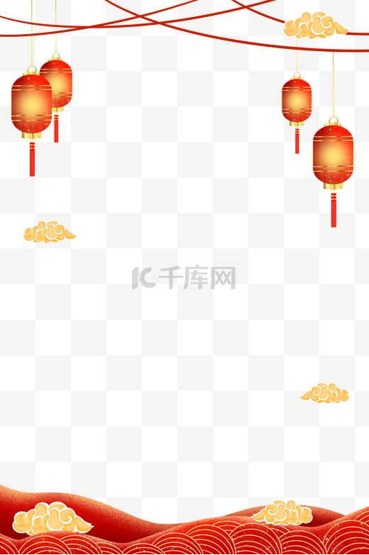 中国风春节新春国潮装饰边框元宵图片