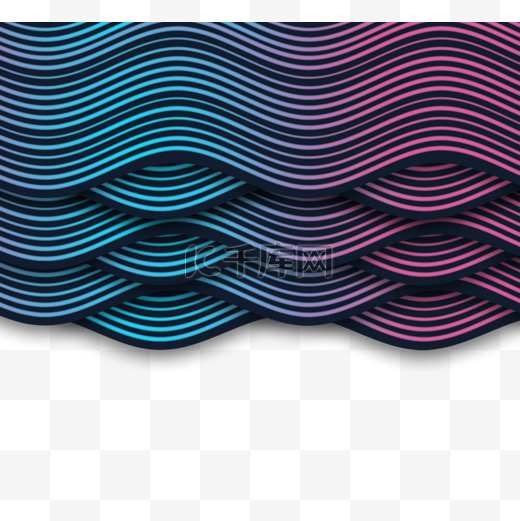 蓝色紫色简约质感波边框图片