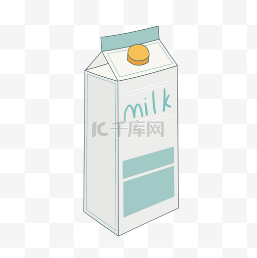 卡通蓝色盒装的牛奶图片
