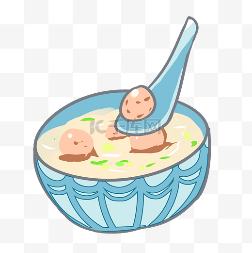 一碗美味肉丸汤插画图片