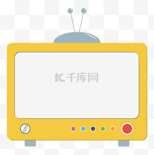 黄色怀旧电视机卡通创意边框图片