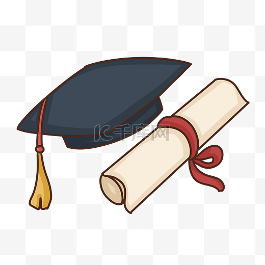 学士帽和学位证书PNG免抠图图片