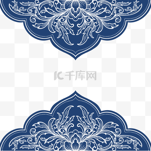 中式花纹青花瓷边框图片