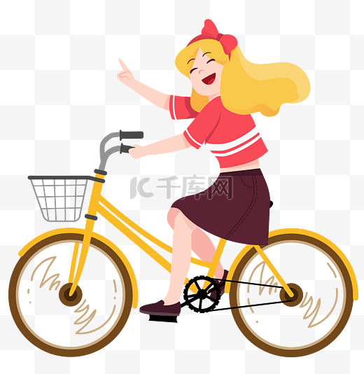 春夏少女骑行单车出游图片