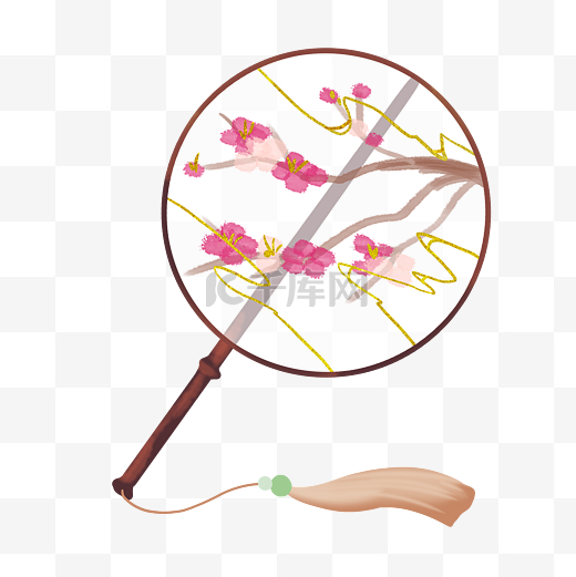 梅花花枝团扇图片