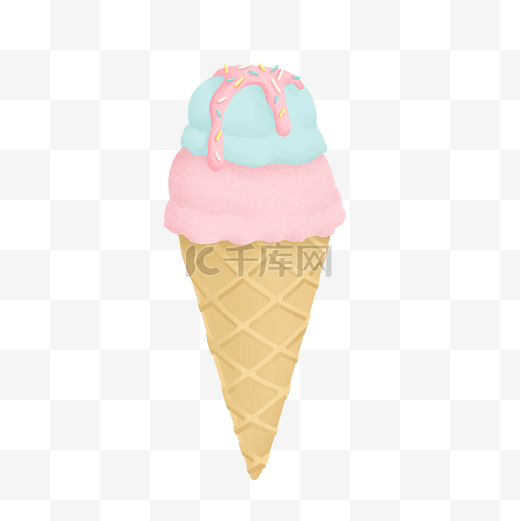 甜美可爱冰淇淋夏季甜品插画图片