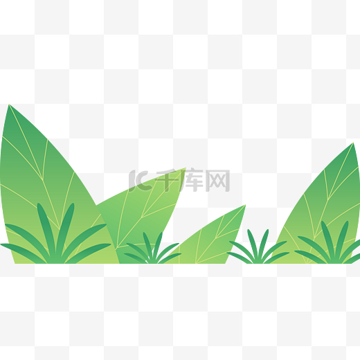 扁平矢量绿叶草丛叶子图片