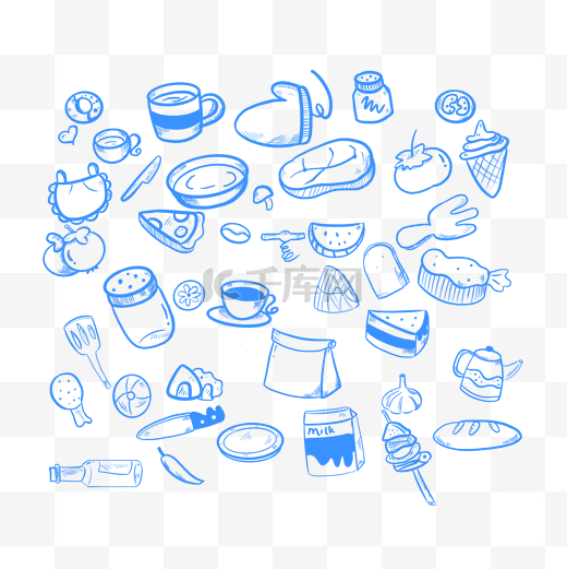 厨房工具卡通涂鸦背景图片
