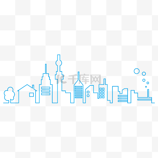 蓝色矢量线条城市图片