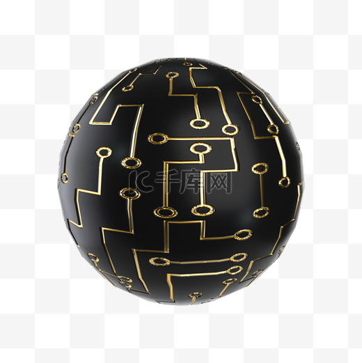 科技感黑金立体球图片